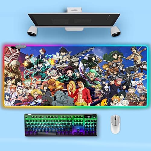 RGB Подложка за мишка с герои аниме - Аниме Tanjirou Голяма Подложка за мишка за компютър с led подсветката