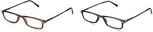 OPTX 20/20 Унисекс Очила за четене Mogul + 450 за възрастни (2 опаковки), Черни / в черепаховом черупки, 49 мм