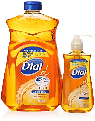 Антибактериален Течен сапун Dial Gold с Хидратиращ крем, Флакон-помпа на 7,5 Мл + Зареждане на 52 Грама