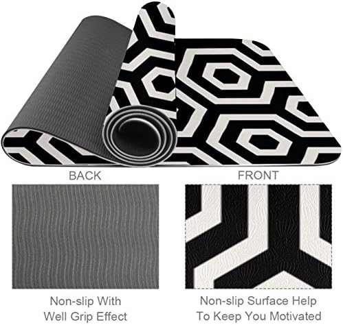 Еко-килимче за йога, 72 x 24 x 6 мм Дебелина, черно Шестостенния TPE, Нескользящий килимче за йога за жени и