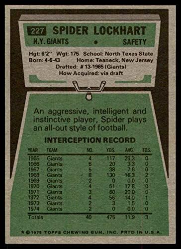 1975 Topps 227 Спайдер Локхарт Ню Йорк Джайентс-FB (Футболна карта) в Ню Йорк Джайентс-FB Северен Тексас