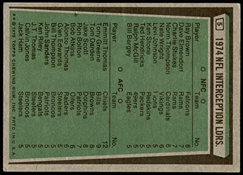 1975 най-Добрите лидери се намеси № 5 Emmitt Тома/Рей Браун Фэлконс/Шефове (Футболна карта) ТНА Фэлконс/Шефове