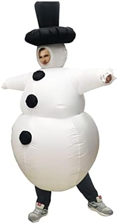 Надуваем Коледен костюм Снежен ZAYZ, Коледна украса, на Коледно парти, Забавен Надуваем костюм, Един размер подходящ за повечето възрастни (Цвят: бял, Размер: One Size)