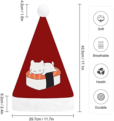 Коледни шапки Kawaii Sushi Cat на едро за възрастни, коледна шапка за празници, аксесоари за коледното парти