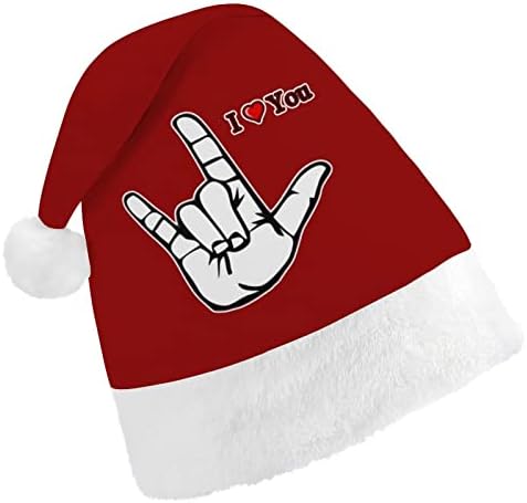 Езика на жестовете, обичам те, коледни шапки, обемни шапки за възрастни, Коледна шапка за празници, стоки за