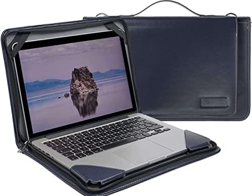 Син кожен калъф-месинджър за лаптоп Broonel - Съвместима с лаптопа ASUS VivoBook FLIP TP401MA-EC066TS 14