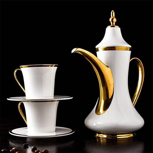TREXD Европейски Стил с Ръчно изработени Златна Линия кана за Кафе и Чашата за Кафе С Блюдцем Комплект Лъжици