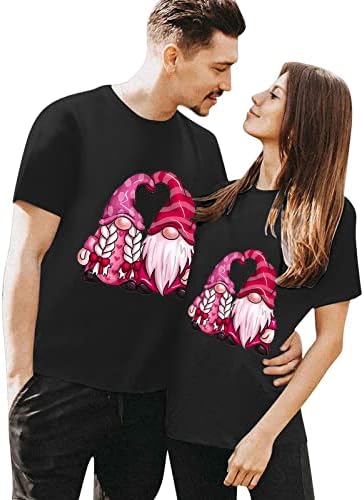 Облегающая Риза с Дълъг Ръкав Дамски тениски с Графичен Модел На Св. Валентин, за да е Подходяща Двойка, Тениска