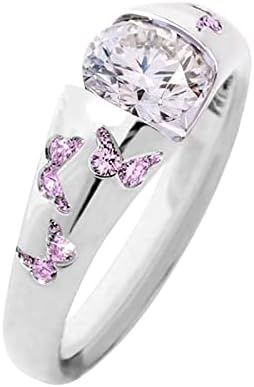 Фин пръстен, модно просто скъп пръстен с пеперуда и цирконием, индивидуално цветен пръстен за жени, подходящи