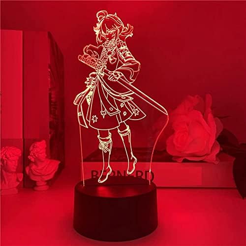 RYUSA Genshin Impact Kaedehara Kazuha 3D Иллюзионный led лека нощ, 16 Цвята, Настолна Лампа за Декорация на