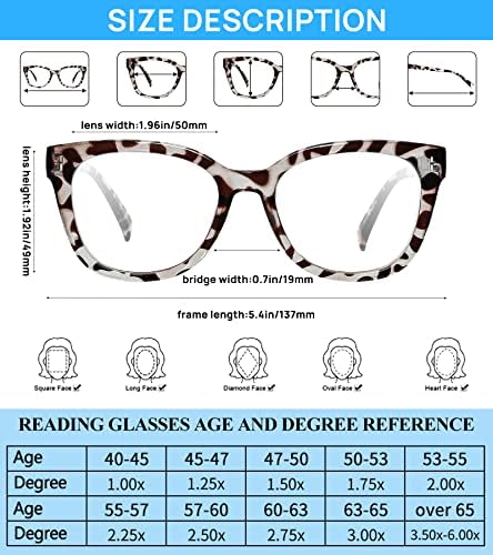 AEZUNI Ретро Големи Очила За Четене Дамски Стилни Модни Ридеры 1.0 1.25 1.5 1.75 2.0 2.25 2.5 2.75 3.0 3.5 4.0 5.0 6.0