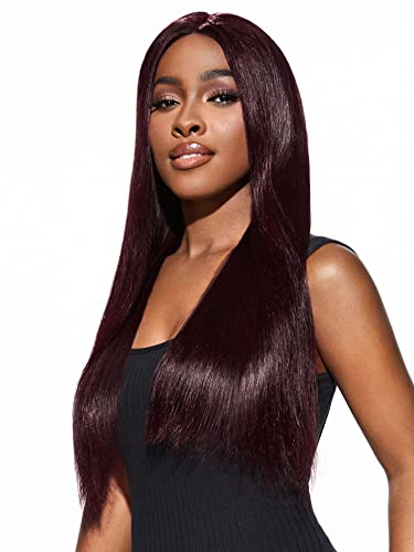 VDESC Перуки, изработени от човешка коса на Дантели 13 * 4 HD, Перука от Естествена Коса на Дантели за черни Жени (Цвят: 200Density 13 * 4 Red размер: 28 см)
