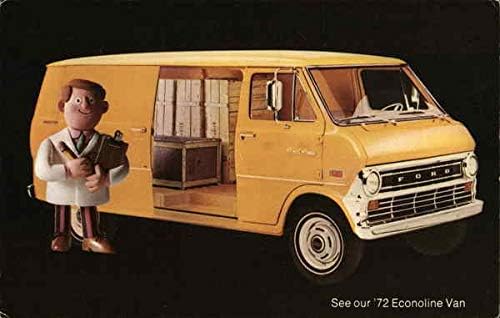 Оригиналната реколта картичка Ford Econoline Van Trucks 1972 година на издаване