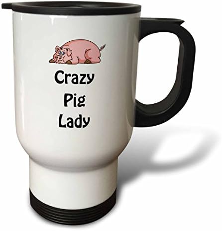 Пътна чаша 3dRose Crazy Pig Lady, 14 Грама, Неръждаема стомана