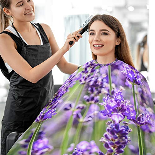 Красиво Наметало за фризьор с цветя, Лавандула и Престилка за Брада 2 в 1 - Професионална Наметало за Подстригване