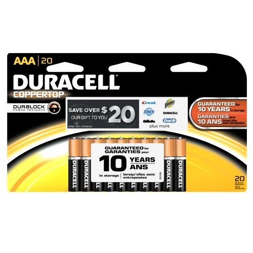 Батерия Duracell MN2400B20Z CopperTop с алкално-диоксидным батерия Mega Pack, типоразмер AAA, 1,5 (в опаковка
