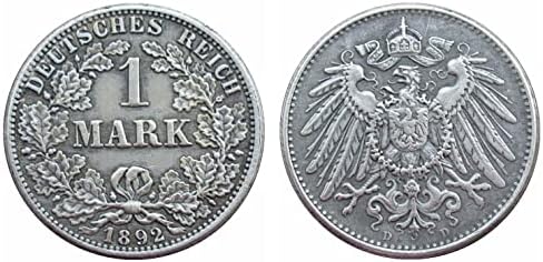 Немска Възпоменателна Монета е на 1 Марка 1892 г. ADEFGJ, Чуждестранна Копие, сребърно покритие Възпоменателна
