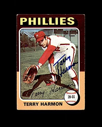 Тери Хармън Собственоръчно подписани Автограф Topps Philadelphia Phillies 1975 г.