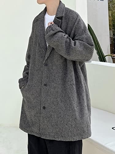 Якета за мъже - Мъжко палто с ревера и заниженными рамене (Цвят: Тъмно сив, Размер: XX-Large)
