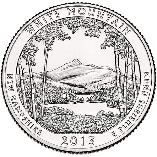2013 S Плакированный Уайт Маунтин Ню Хемпшир Национален гора NP Quarter Choice, Без да се позовават на Монетния