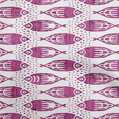 oneOone в памучна Коприна Лилава Кърпа Asian Block Fish Занаятите Projects Декоративна Тъкан, Напечатанная Двор