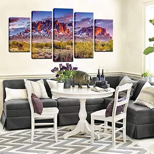 Biuteawal - Суеверни Планината Залеза на слънцето на Аризона Западната Стена на Изкуството Пустинен Кактус Пейзаж Картини на Платно Художествена Печат Природа на Карт?