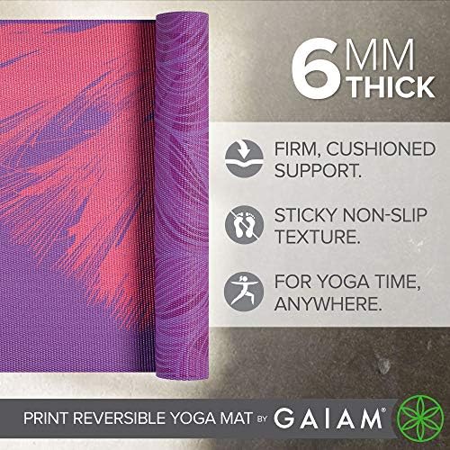 Gaiam килимче за йога - Премиум клас с реверсивным принтом с дебелина 6 мм, много дебел нескользящий подложка за упражнения и фитнес за всички видове йога, пилатес и тр?