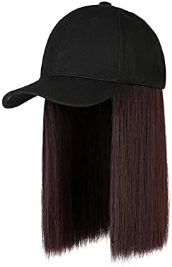 Mneostt Солнцезащитная шапка за жени, перука, шапка, шапка с прикрепена коса, дълга регулируема прическа, права