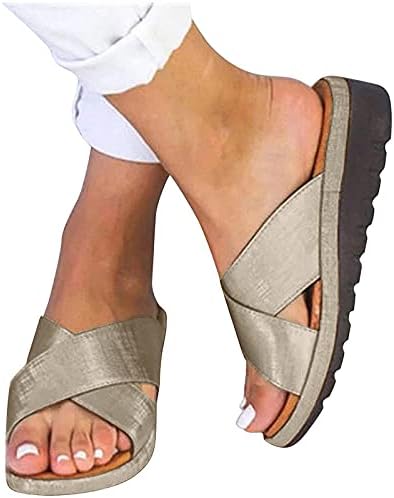 Дамски летни сандали с лък, удобни сандали на платформа, ежедневни обувки, слипоны с удобна супинацией