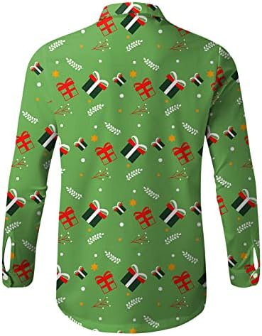 Мъжки Коледни Ризи WOCACHI Копчета, Коледни Костюми на Дядо Коледа с Яка-Лацканом, Дизайнерска Риза с Дълъг
