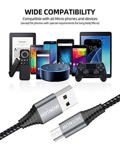 HOTNOW Кабел Micro USB 3 метра, комплект от 2 теми, Кабел за зарядно устройство Android, кабел за синхронизация