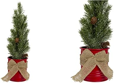 11,75 Matte Мини-Борова Коледно дърво в Червено Жестяном саксия Без подсветка - cc