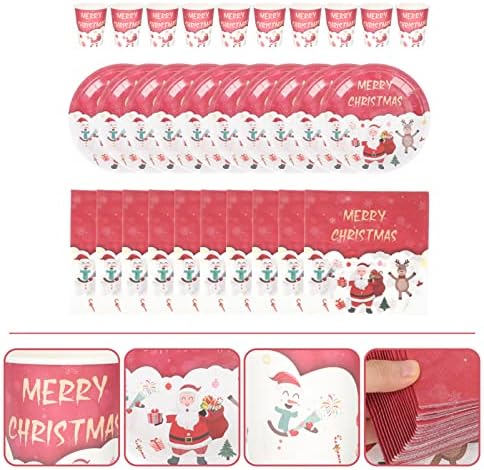 Луксозни Коледни Хартиени чинии 1 Комплект Коледно съдове за готвене 10 Хартиени места за хранене Чинии Коледни