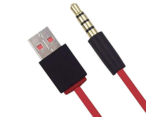 Преносимото USB кабел за зарядно устройство Toeasor 3,5 мм, захранващ Кабел, Съвместим с Безжични слушалки Beats by Dre Studio Solo Wireless, Червен