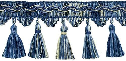 3 1/2 (8,5 см) Veranda Колекция Елегантна декорация на ресни с назъбени кичури (стил VTF035) Polar Blue Multicolor