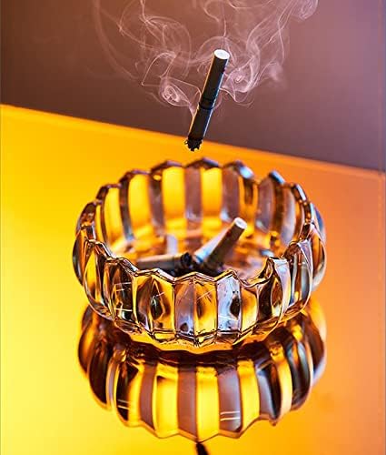 Пепелник от кристално стъкло Rxcvkmw, пепелник за пури, домакински пепелник, офис пепелник... (Амбър)