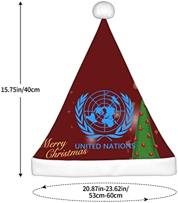 Емблемата на Организацията на Обединените Нации, забавна плюшен шапка на Дядо Коледа за възрастни, Коледна шапка за жени и мъже, празнична коледна шапка