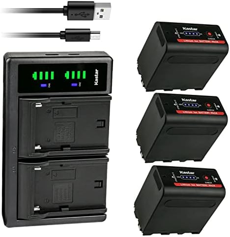 Батерия Kastar 3-Pack NP-F980EXP и USB-зарядно устройство LTD2 Съвместим с камера DSR-DU1 DSR-200 DSR-PD100