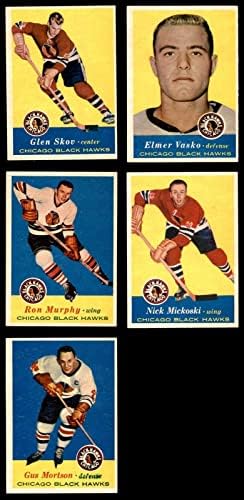 1957-58 Бие Чикаго Блекхоукс В 6 - та отбора сет - EX/MT - Запушени хокей карта