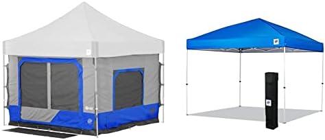 E-Z UP Camping Cube 6.4, Превръща 10-инчов Навес с прави крака в Лагер на палатка, Навес Royal Blue & Denali