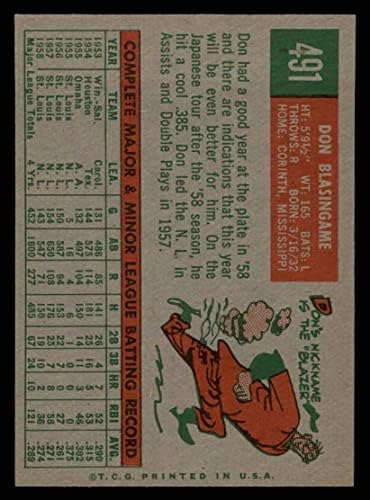 1959 Топпс 491 Дон Блейзингейм Сейнт Луис Кардиналс (бейзболна карта) в Ню Йорк Кардиналс