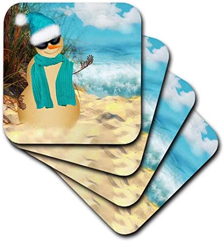 3дРоуз Пясъчен плаж Пясъчен човек с изглед към океана Забавна пародия на Снежен човек. - Меки подложки, комплект