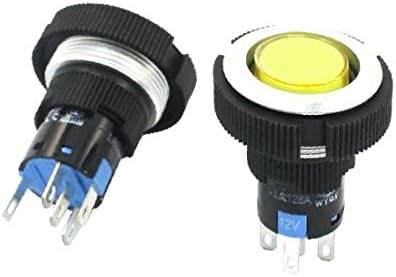 X-DREE 12 В 22 мм SPDT Незабавен Жълта Лампа с Алуминиев кольцевым кнопочным ключа x2 (Interruttore a pulsante