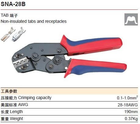 Suyep SNA-28B Клещи за Кримпване на проводник с механизма на палеца, Инструменти за Кримпване на Изолирани Клемм и Задника Съединители, Мини-Европейски Стил
