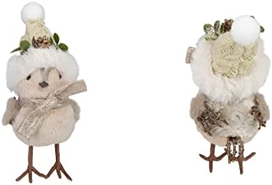 1 бр. Коледна фигурка 8-инчов бежово-бяла птица на шапката на Дядо Коледа - XMAS10