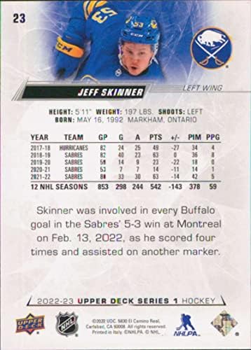 2022-23 Горната палуба 23 Джеф Скинър Бъфало Сейбърс Серия 1 Хокейна карта НХЛ