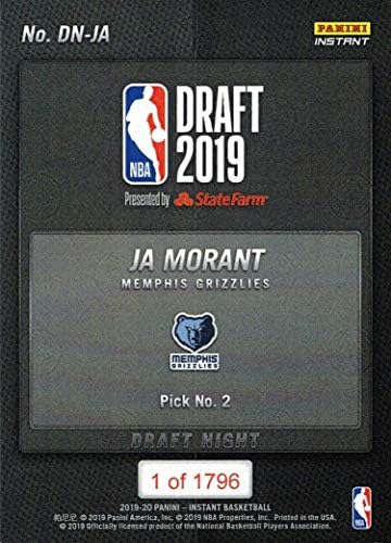 2019-20 Панини Instant Баскетбол DN-Карта начинаещ JA Ja Morant - 1-ва Официалната картичка начинаещи - Произведени