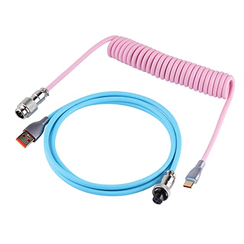 EPOMAKER Mix 1,8 м Спирален кабел Type-C за да се свържете механична клавиатура USB A TPU с подвижен конектор