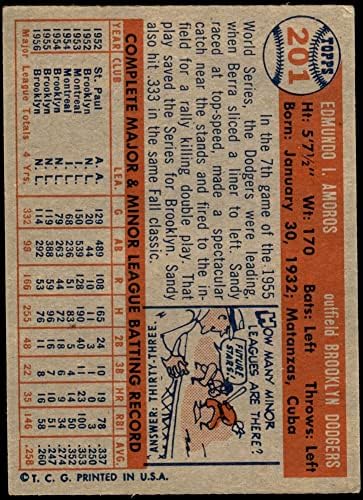 1957 Topps 201 Санди Аморос Бруклин Доджърс (Бейзбол карта) EX+ Доджърс