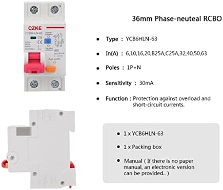 Автоматичен прекъсвач SCRUBY 230V 50/60 Hz RCBO MCB 30 ma със защита от претоварване работен ток и изтичане